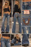 VINTAGE TRUE RELIGION "BOBBY" BIG T RAINBOW STITCH JEANS